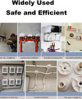 Image showcasing various uses of Mini Manual Steel Nail Gun for wall fastening and riveting, including installations and fittings.