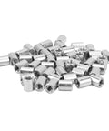 Ultimate 50-Piece M5 Threaded Coupling Nut Set Stainless Steel Round Connector Kit For Home Garage Pipe Repairs Heavy Machinery Fix It Up Fast, pile of coupling nuts