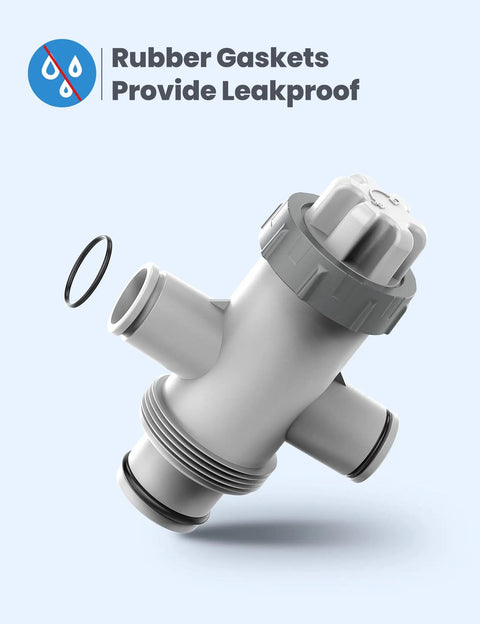 Dual Split Hose Plunger Valve For Above Ground Pools Replacement Shut Off Valve With Two Inlet Ports Easy Flow Control No Fuss Backwash And Filter Maintenance For Your Pool System, gray plastic valve with rubber gasket