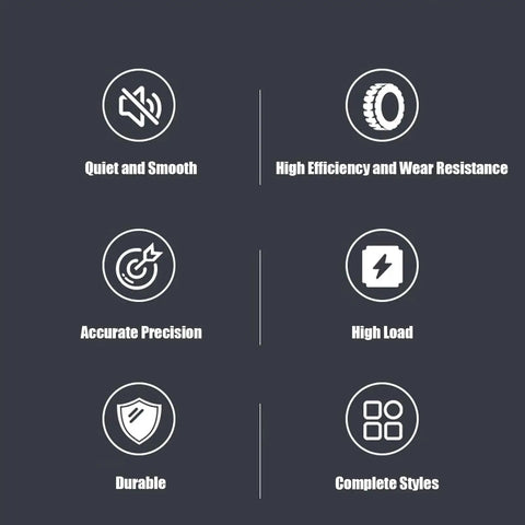 Icons illustrating features of 9mm Mini Linear Rail Guide With Ball Retainer And Lubrication System, Steel Rail Block For Precision Measurement