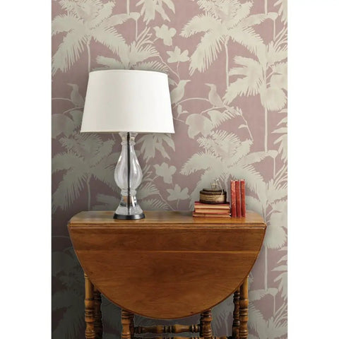 Kicked Up Your Walls With This Dope Tropical Exotic Vinyl Wallpaper Featuring A Solid Leather Texture And Heavy Duty Commercial Grade Durability Custom Printed Just For You, showcasing a stylish lamp and wooden table.