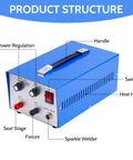 Product structure of Handheld Pulse Arc Jewelry Welder Kit for Gold Silver Platinum and K Gold with labeled components