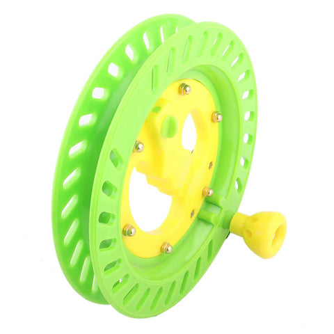 Heavy Duty Fishing Kite Line Spool 22cm ABS Plastic Winding Reel Holder in green and yellow for outdoor use.
