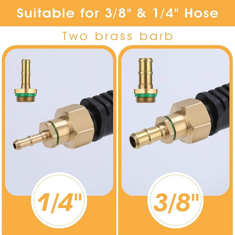 Beefy Long Reach Sprayer Wand 44 Inch With Universal Brass Barb Connectors Three Eighths Inch And One Quarter Inch