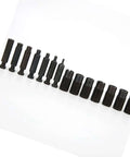 Hand Held Hole Punch Kit For Steel And Metal With Adjustable Depth Pliers, showing 16 carbon steel punch tools lined on white background