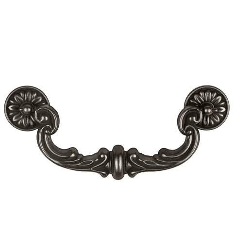 Six Pack Antique Black Bronze Drop Down Bail Drawer Pulls Rustic Vintage Cabinet Hardware Front View