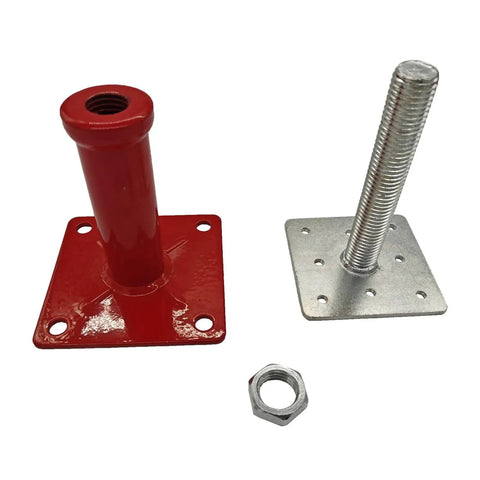 Heavy Duty Floor Jacks Adjustable Screw Post Basement Support Poles For House Foundation Leveling Galvanized Steel components including red post and nut.
