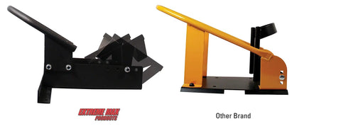 Side view of Heavy Duty Motorcycle Wheel Chock For 17 To 21 Inch Wheels, Steel Construction With Textured Semi-Gloss Black Powder Coat