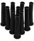 Solid Rubber Cable Sleeves For Desktop And Entertainment Center Wires Shock Absorbing Cord Organizer Tube Guards stack of ten black tubes.