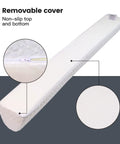 Removable cover of Rock Solid Toddler Bed Guard Rails and Foam Bumpers, non-slip top, grey padding for safety.