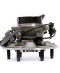 Front Right Wheel Bearing Hub Assembly For 4WD Only Fits 2004 To 2008 Chevy Colorado And 2004 To 2008 GMC Canyon As Well As 2006 Isuzu I350 And 2007 To 2008 Isuzu I370 With 6 Lug And ABS Ready To Roll, close-up view, showcasing lug and ABS connections.