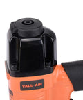 Straight Shooter 18 Gauge Pneumatic Brad Nailer And Twofer Air Stapler Crafted From Lightweight Aluminum top view with black and orange detailing.