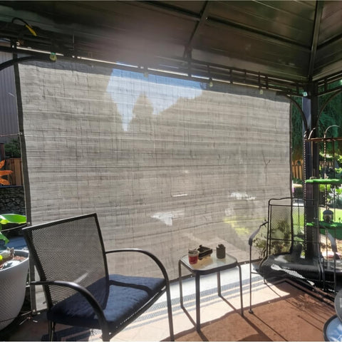 90 Percent UV Blocking Sun Shade Cloth 10x15 Feet With D Rings For Pergola Garden Patio Deck Backyard Gray in use