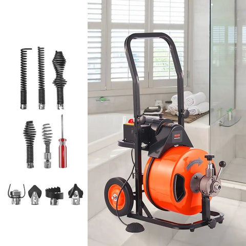 Heavy Duty Drain Snake Auger Drill Attachments 10 Pack with roto rooter machine for stubborn clogs in home plumbing.