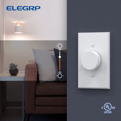 Digital Rotary Dimmer Switch For Dimmable LED, CFL, And Incandescent Bulbs, Single Pole Or 3-Way Setup, Matte White, Wall Plate Included.