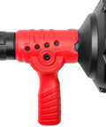 Red Auto-Feed Handheld Drain Auger With 25 Ft Replaceable Cable, 300W Electric Cord, Snake Cleaner, LED Light