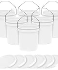 Beefy 5 Gallon Food Grade Bucket With Lid Heavy Duty 90 Mil Pail Metal Handles With Plastic Grip Multi Use Storage BPA Free Stackable For Easy Stacking And Storing 6 Pack