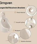 8 Pack Bungee Ball Receiver Brackets For Exterior Sun Shades And Room Roller Shades displayed in beige color, plastic material