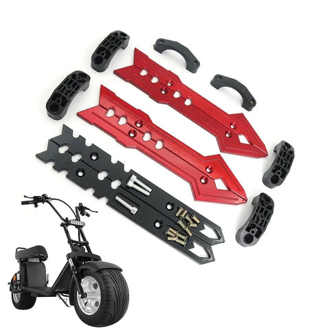 Front Shock Absorber Arm Guard Plate For Electric Scooter, Aluminum Alloy Protective Shield, Red and Black Parts