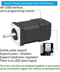 Nema17 Closed Loop Stepper Motor with Encoder, features USB interface, designed for precise automation in projects.