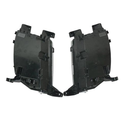 High Grade Pair Driving Fog Lights Boasting Hella Bright Glow And Snazzy Clear Lens Built To Drop Right Into Tesla Model S 2012 To 2020 US Spec Front Bumper Upgrade Kit, rear view with mounting clips.