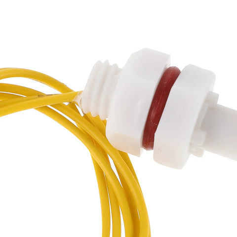 Plastic Float Switch And Liquid Level Sensor Two Pack For Water Tanks And Ponds Accurate Level Monitoring Dry Burn Prevention Low Power Consumption For Food Industry And Industrial Use, white PP body, yellow cable