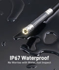 10ft Articulating Borescope for Mechanics and HVAC Inspections with IP67 waterproof camera in liquid, 6.5mm diameter lens visible