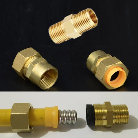 3/8 Inch Natural Gas Quick Connect Fittings, 100 Percent Solid Brass LP Gas Propane Hose Quick Disconnect Kit, Gas Grill Quick Connector Adapter