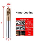Carbide spot drill bit D12x100L with nano-coating; gold-colored for steel, stainless steel, cast iron