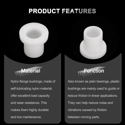 12 Pack Nylon Flanged Sleeve Bearings 8mm Bore, 10mm OD, 12.5mm Length, White Self Lubricating Bushings With 14mm Flange Diameter
