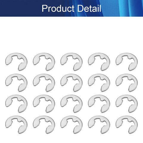 Heavy Duty External Retaining Rings Kit M4 E Clip Circlip 304 Stainless Steel 9mm Outer Diameter 4mm Inner Diameter 0.8mm Thick For Automobiles Valves And Electrical Appliances Silver