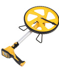 Horett Digital Measuring Wheel with yellow wheel and digital display, ideal for measuring distances in feet and meters.