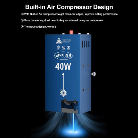 40W Laser Module With Built In Air Assist And FAC For DIY CNC Laser Cutter And Engraver 5500mW Optical Output Compressed Spot High Power Class 4 Fast Stainless Steel Engraving