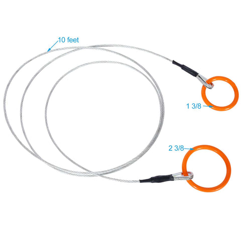 Heavy Duty Log Choker Cable 3/16 Inch X 10 Ft With Tow Rings For UTV ATV And Lawn Tractors, 2400 Lb capacity, forestry grade wire rope.