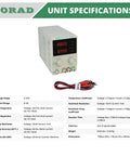 Precision Variable DC Power Supply 30V 5A With Dual Four Digit LED Displays, Digital Controls, Lab Grade Performance, with specs