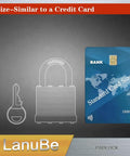 Product comparison: Keyed Alike Laminated Steel Padlock Set One And Nine Sixteenth Inch Wide Body With Normal Shackle size to credit card