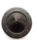 Raised Floor Airflow Management Four Inch Round Floor Brush Grommet One Pack For Easy Cable Clearance And Venting In Raised Floor Systems Built For Quick Snap In Install Black Heavy Duty Floor Accessory Boss Level Airflow Efficiency, top view of black grommet.