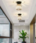 Compact Silver Modern Semi Flush Mount Ceiling Light Fixture With Chrome Finish, Antique Crystal Mini Chandelier Pendant