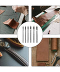 Six Piece Beefy Metal Hollow Hole Punch Kit For Leather Belt DIY Crafts 1.5mm To 4mm Hole Punch Set shown with leather crafting tools