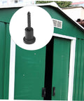 Barn Door Track Connector Accessory With Easy Install DIY Friendly Includes Pipe Clamp And Screws Carbon Steel Sliding Door Stopper Kit Sturdy Hardware For Replacing Or Upgrading Your Barn Door System, close-up of stopper and screw, green door in background.