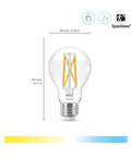 Single Pack Clear Filament LED Smart Bulb 60W Equivalent A19 Tunable White With Motion Sensing E26 Indoor Lighting Works With Voice Or App SpaceSense Ready Matter Compatible, front view