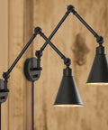Set of 2 Swing Arm Plug in Wall Lamps with Dimmable Switch Industrial Black Metal Reading Sconces for Bedroom Living Room Hallway Farmhouse Style Wall Lighting Fixtures