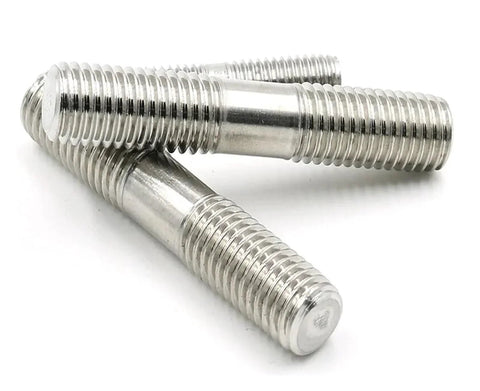 Three stainless steel double-ended threaded rods, 30mm length (M6–M8)