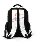 Back view of Gradient Line Cute Kitten Printed Unisex Backpack with large capacity showing breathable polyester straps