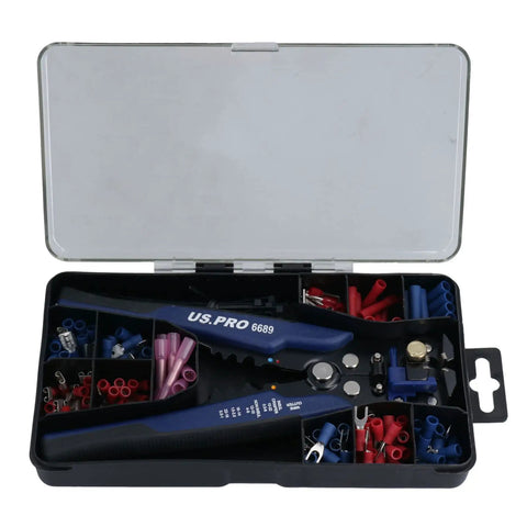 Top Shelf Automatic Wire Stripper Crimper And Cutter Handy Multi Tool With Adjustable Insulated Grip and Terminal Kit in case