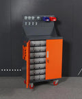 Heavy Duty Rolling Shop Workhorse Tool Cabinet With Pegboard Back Panel And Partitioned Drawers For Wrenches Bolts And Mechanics Gear on wheels.