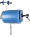 Heavy Duty Wall Mount Bubble Wrap Roll Dispenser Stand with blue bubble wrap, galvanized steel construction for efficient packing.