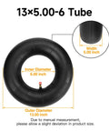 Inner Tube 13x5.00-6 For Razor Dirt Quad Go Kart ATV Yard Tractor Snow Blower Lawn Mower Pressure Washer Wheelbarrow 2 Pack Replacement 13x5-6 Tube