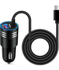 48W USB C Car Charger With Built In 30W Type C Cable Fast Charge Android Car Adapter for Galaxy S26 S25 with coil cable