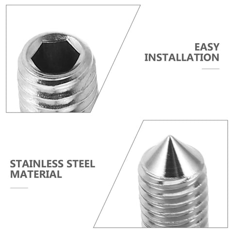 Stainless Steel Hex Socket Set Screws Kit 40 Pieces M5x8 M5x10 M6x8 M6x10 Cup Point Grub Screws DIY-Friendly For Quick Mounting Easy Install For Towel Racks And Fixtures No Fuss Hardware For DIY Projects, close-up of stainless steel grub screw tips
